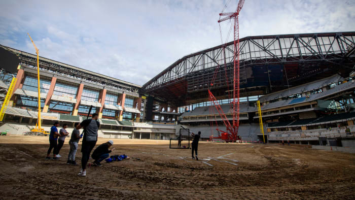A fire broke out at Globe Life Field, the Texas Rangers' park that is still under construction.
